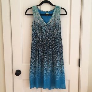 Ann Taylor blue chiffon animal print dress